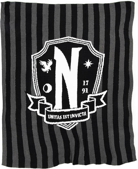 Jay Franco Plush Throw Blanket – Soft & Fuzzy 50x60 Inch Throw for Couch or Bed – Cozy Home Décor for Living Room & Bedroom, Black - Wednesday
