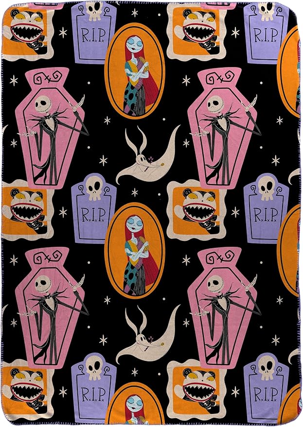 Jay Franco Kids Plush Throw Blanket – Soft & Cozy Fleece Throw for Bedroom & Couch Décor, Official Licensed Product, Multi - Nightmare Before Christmas, 46x60 - Throw Blanket