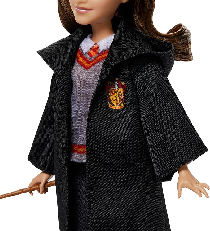 Mattel Harry Potter Toys, Hermione Granger Fashion Doll in Removable Signature Hogwarts Uniform with Wand Accessory, Inspired by The Movie