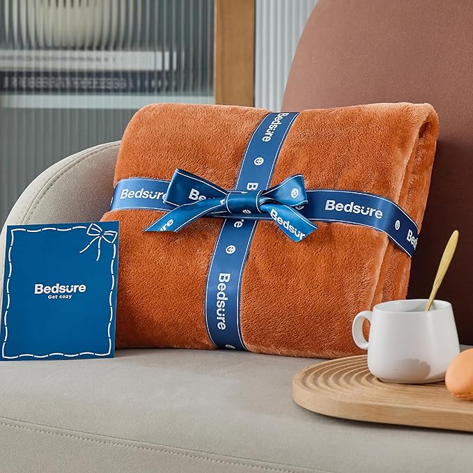 Bedsure GentleSoft Dark Orange Fleece Blanket King Size - 280GSM Soft Lightweight Plush Cozy Blankets for Bed, Sofa, Couch, Travel, Camping