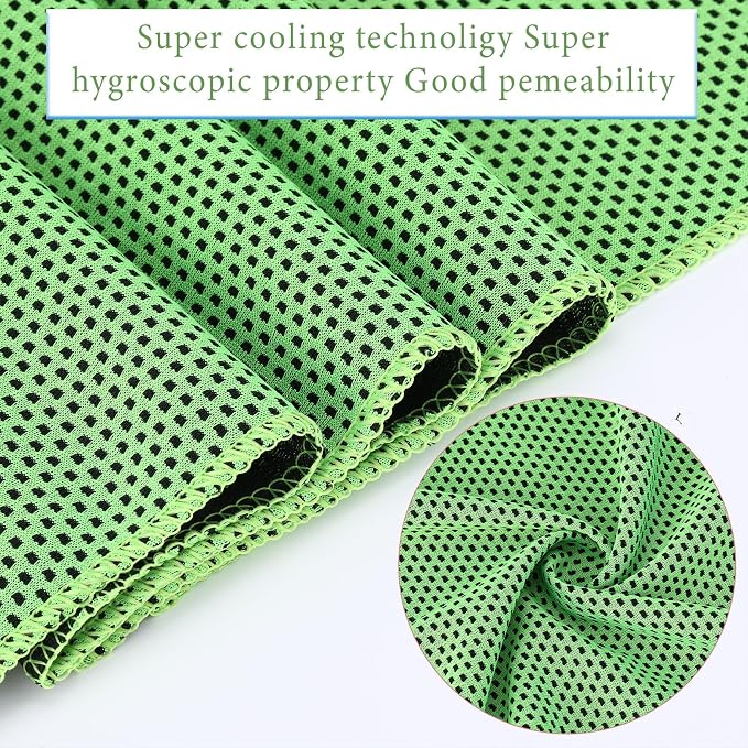 Honoson 20 Pcs Cooling Towels for Neck and Face, 47"x12" Sports Breathable Ice Towels Microfiber Chilly Sweat Rags with Portable Bottle for Gym Golf Athletes Yoga Workout Hot Weather (Green)