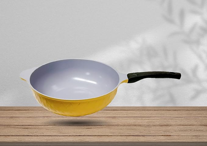 |MADE IN KOREA| 12.5" Ceramic Coating Interior and Exterior Cooking Wok, Pan Set