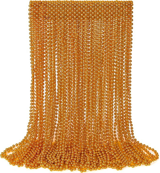 30PCS Orange Bead Necklace, 6mm Bead Necklaces Party Favors, 33" Mardi Gras Beads Party Parade Accessories, Festival Party Supplies for Halloween Wedding Holiday Celebrations Decorations