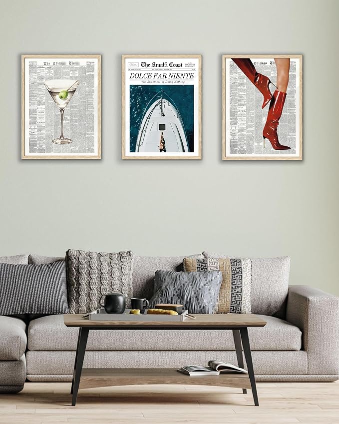 EcoHest 12x16 in Dolce Far Niente Newspaper Canvas Art | Unframed Canvas Print, Italian Summer Newspaper Decor for Living Room, Bedroom, Apartment, Dorm Room, 1Pack