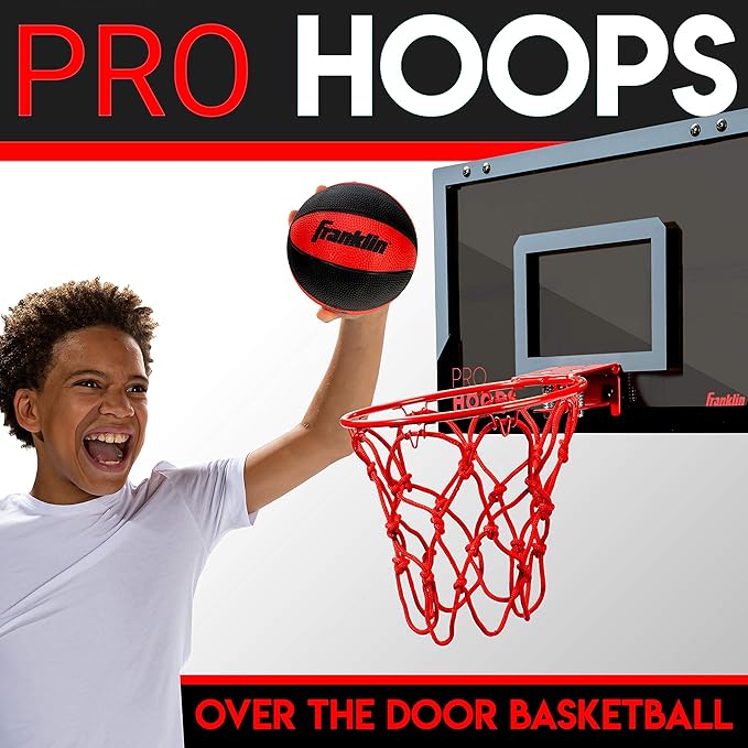 Franklin Sports Mini Basketball Hoops-Indoor Over The Door Mini Hoop+Basketball Sets-Perfect Accessory for Bedroom+Office