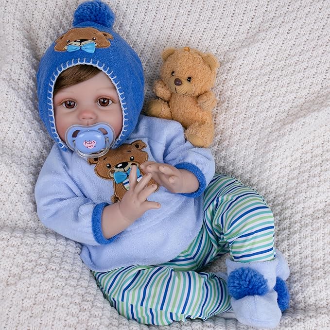 Milidool 22-Inch Reborn Baby Boy Doll with Accessories - Realistic Newborn Silicone Boy Doll for Age 3+, Birthday Gift