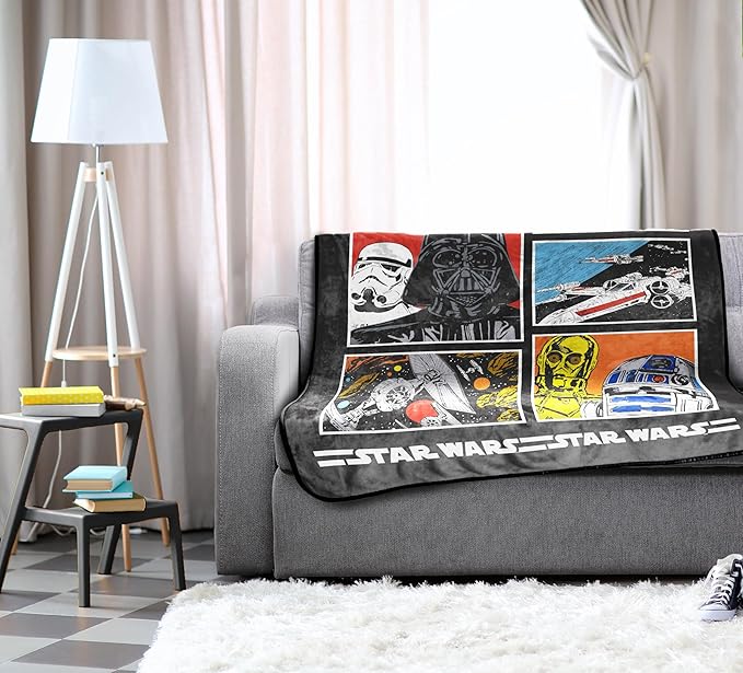 Jay Franco Plush Throw Blanket – 46" x 60" Inch Hero Kids Soft & Cozy Fleece Throw for Bedroom & Couch Décor, Official Licensed Product, Multi - Star Wars