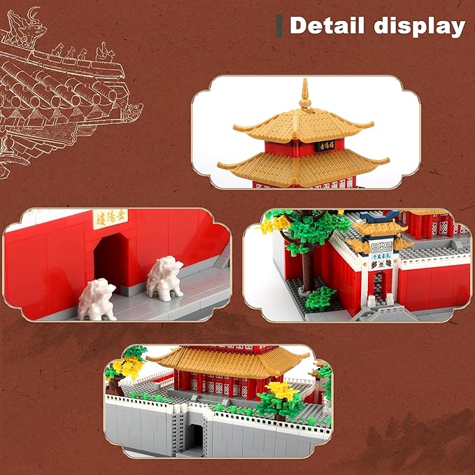 Micro Building Blocks for Adults and Teens Age of 14+ 2236 PCS Chinese House Asian Architecture Creative DIY Construction Toy for Stress Relief & Home Decor - Yueyang Tower