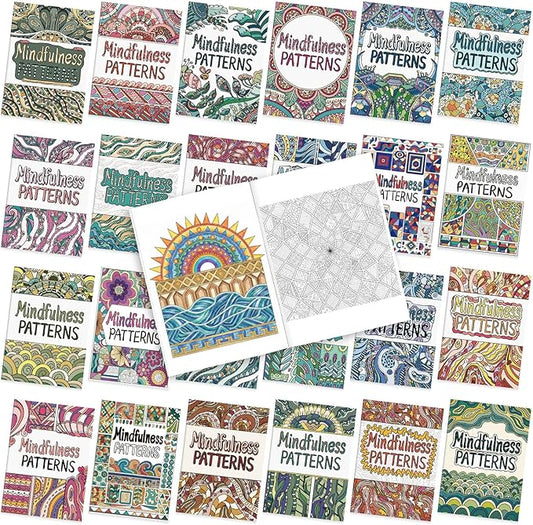 Liliful 24 Pcs Mindfulness Geometric Theme Coloring Book Bulk – Intricate Pattern & Mandala Coloring Books for Stress Relief, Ideal for Adult Relaxation, Gift Fillers & Self-Care Activities