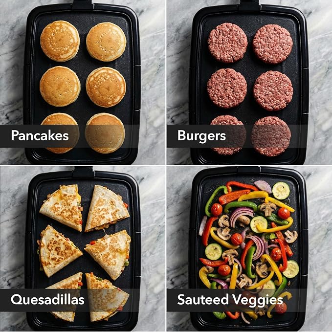 OVENTE Electric Griddle with 16 x 10 Inch Non-Stick Plate, Black GD1610B | Removable and Adjustable Temperature Control, Indoor Grill perfect for Instant Breakfast, Pancakes, Eggs or Burgers