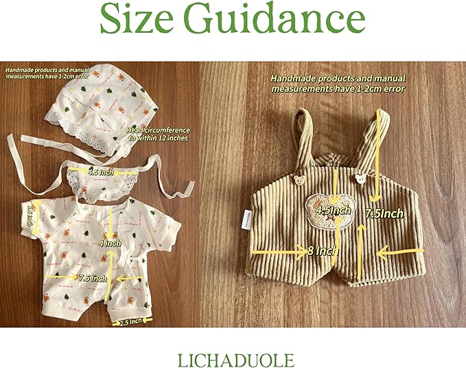9-12''/30cm Plush Toy Bib-Style Pajama Set + Bear Romper for Chubby Teddy Bears & Bartholomew Bears(NO Doll)
