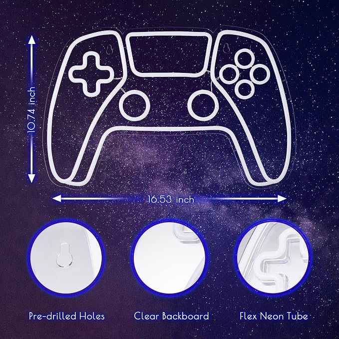 Kavaas Gamer Neon Sign, Neon Controller Sign for Gaming Room Decor - Gaming Neon Sign for Teen Boys Room Decor - Best Gamer Gifts for Teenage Boys, Kids