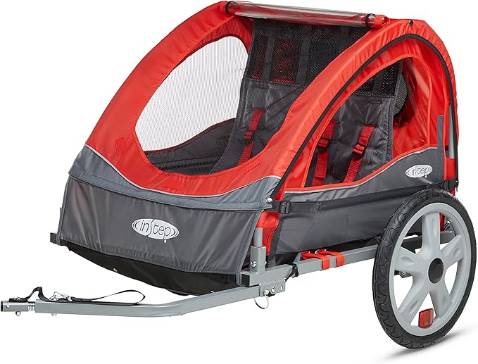 InStep Take 2 or Sync Kids Bike Trailer, Single or Double Seat, Universal Coupler, Folding Frame, Quick-Release Wheels, Canopy with Bug Screen and Weather Shield, Bike Trailer for Kids