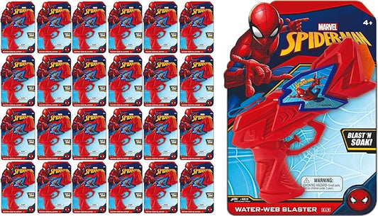 Marvel Spiderman Water Squirt Gun Toys, 24 Packs, Red and Blue, Great for Kids and Adults, Fun Pool Toys