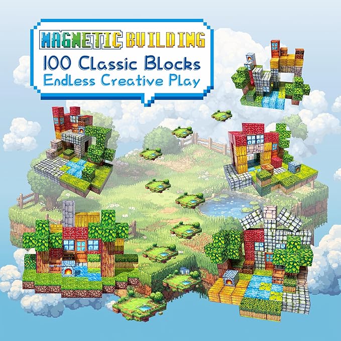 Magnetic Blocks-100PCS Kid's Toys,Magnetic BuildIing Blocks,Educational Toys for Boys & Girls Ages 3-4 5 6 7 8 9 10,STEM Montessori Stacking Toy, Sensory Toy, Birthday Gift