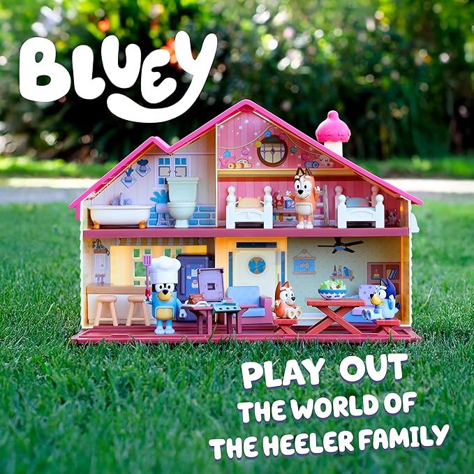 Bluey Toy House Playset, Mega Bundle Family Home & BBQ Playhouse Toys,, Bingo, Bandit, Chilli, House Playset for Toddlers 3-5, Amazon Exclusive