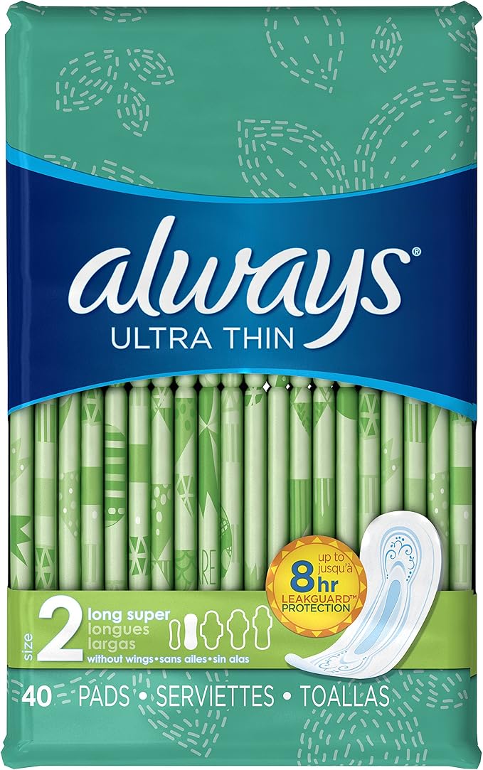 Always Ultra Thin Size Feminine Pads with Wings, Size 2