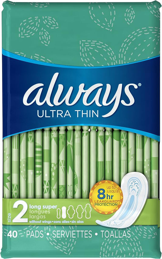 Always Ultra Thin Size Feminine Pads with Wings, Size 2