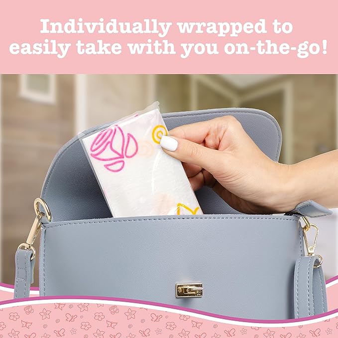 Toilet Seat Covers Disposable (12 Pack, Floral) - XL Waterproof Toilet Cover for Toddlers, Kids & Adults - Portable & Individually Wrapped for Travel, Potty Training & Public Restrooms