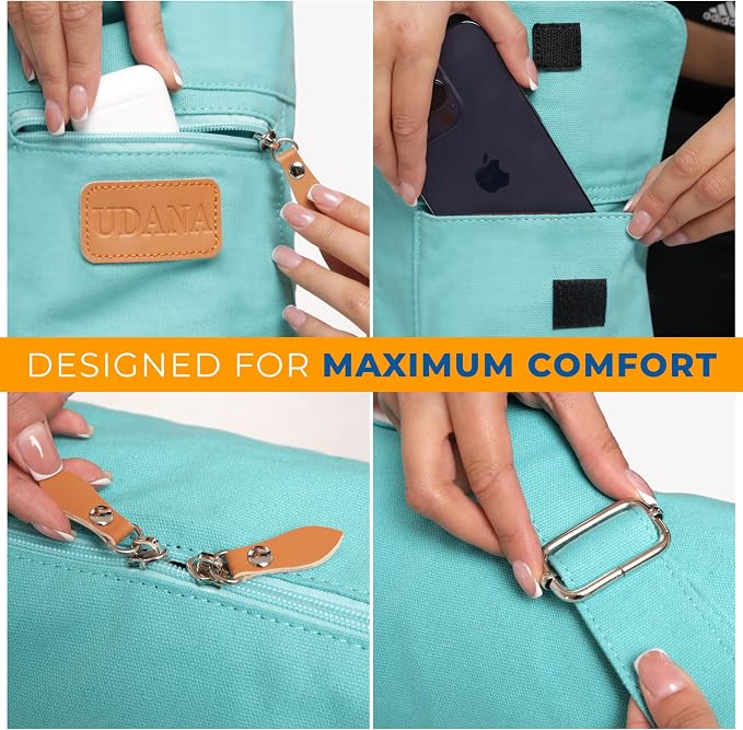 UDANA Canvas Yoga Mat Bag for Women & Men, Full-Zip Carrier with 3 Pockets & Adjustable Strap, Stylish Gym & Pilates Bag – Available in Multiple Sizes
