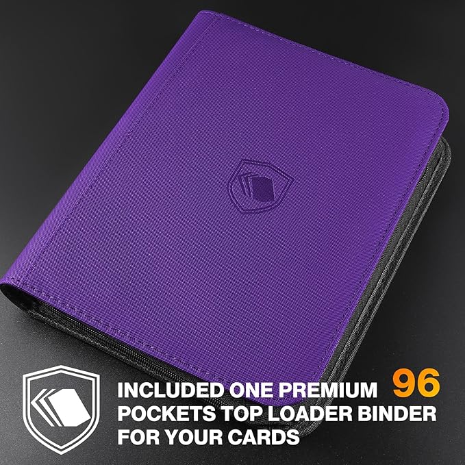 400 Card Sleeves Top Loaders for Cards Included 96 Pockets Top Loader Binder, 3" x 4" Baseball Card Protector Hard Plastic Card Holder for Sports Trading Cards (200 Toploaders + 200 Soft Sleeves)