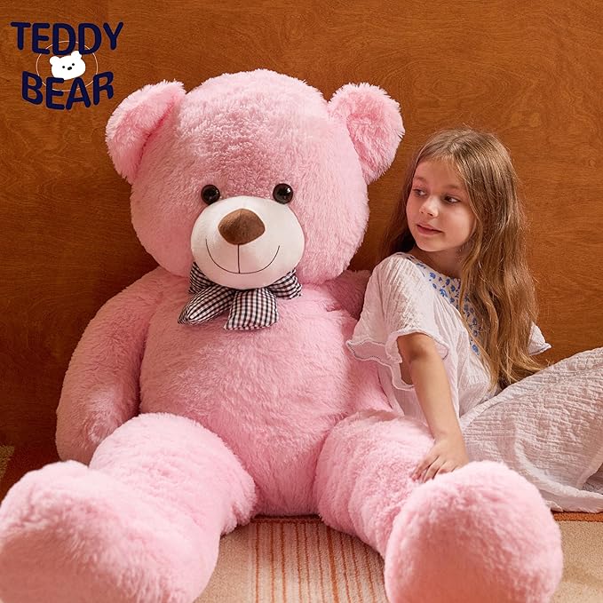 47 inch Big Giant Teddy Bear Stuffed Animals, Pink Soft Plush Life Size Bear Toy All Ages Gift for Children/Girlfriend/Valentine's Day/Christmas/Birthday/Baby Shower/Wedding/Party Decorations