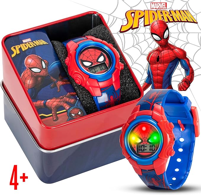 Marvel Spider-Man Kids Watches – Digital Display, Interactive Features, Adjustable Strap, Vibrant Spider-Man Graphics, Durable for Active Kids