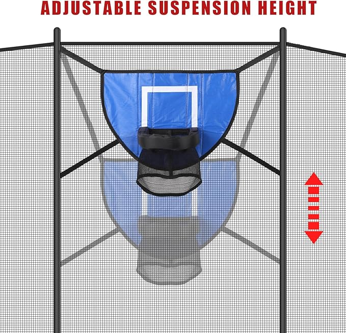 Trampoline Basketball Hoop Set, Trampoline Basketball Hoop Attachment Waterproof Basketball Goal for Trampoline Soft Basketball Game Accessories for All Ages Basketball Lovers