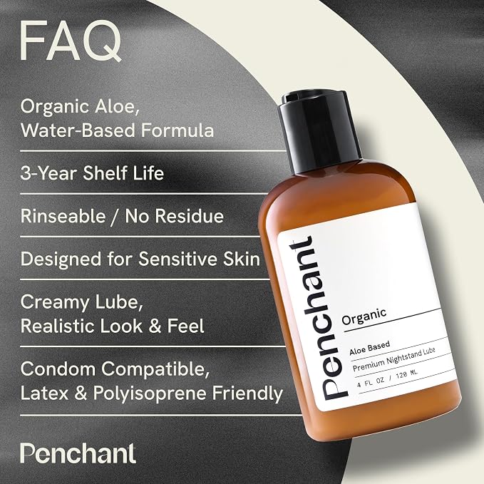 Penchant Premium Organic Lube – Clean & Realistic Personal Lubricant – Water-Based Aloe Juice & Vitamin E Formula for Men, Women & Couples, 4 Fl Oz