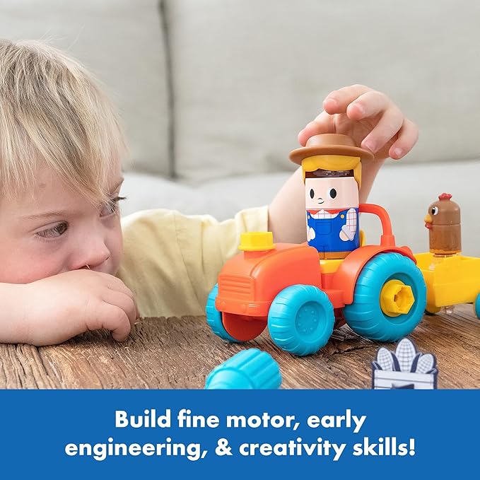 Educational Insights Design & Drill Bolt Buddies Tractor Take Apart Toy with Screwdriver Tool, Preschool STEM Toy, Gift For Boys & Girls, Ages 3+