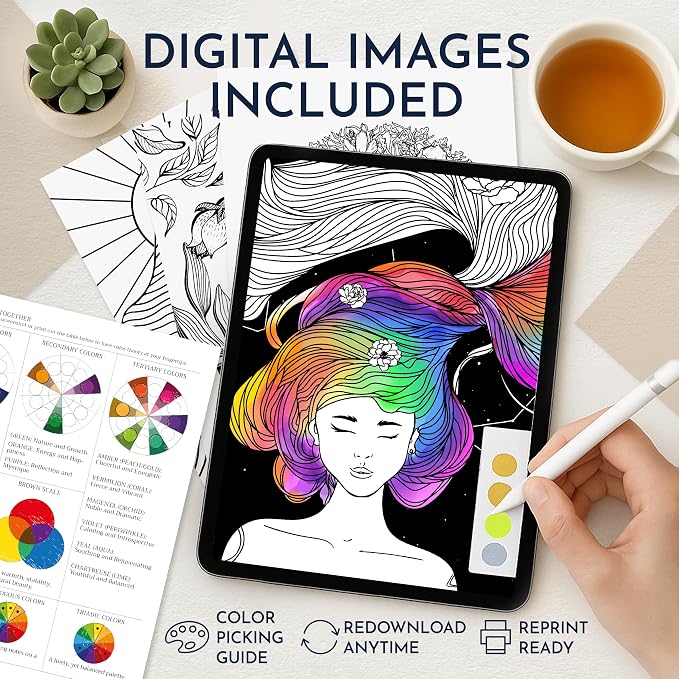 Adult Coloring Book for Women – Mindfulness Coloring Book with Personal Growth Prompts – Coloring Books for Adults Relaxation, Stress Relief, Anxiety, 8.5x11, Perforated Pages, Relaxation Gifts