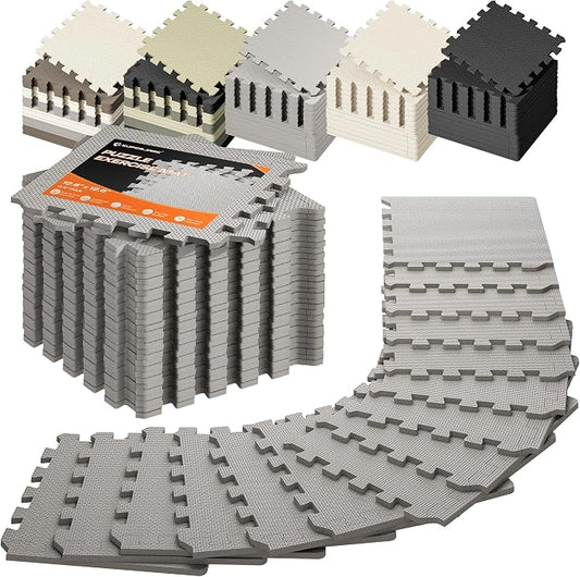 SUPERJARE Gym Floor Mats, EVA Foam Puzzle Exercise Mats, Interlocking Floor Mats, Cushioned Foam Floor Tiles, Gym Flooring Workout Mat for Home Gym, Playroom, Garage, 12.6"x12.6"x0.4"