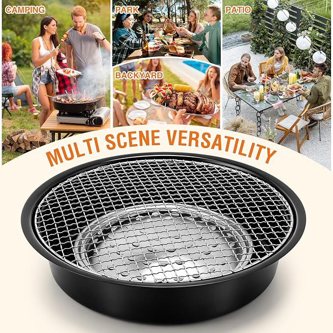 Korean BBQ Grill Pan, Low Smoke, Great Heat Conductivity | Upgraded Internal Heat Reflecting Panel, Stainless Steel Material, Stove Top Grill for Gas Canisters and Portable Stove