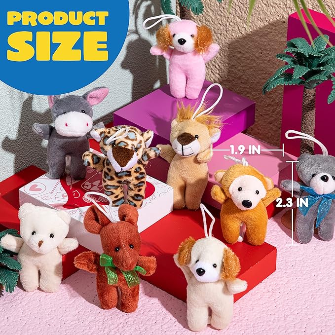JOYIN 24 Pcs Mini Animal Plush Toys, 3” Stuffed Animal Bulk for Kids Birthday Party Favors, Presents, Pinata Fillers, Goodie Bag Fillers, School Prizes, Halloween Goodie Bags