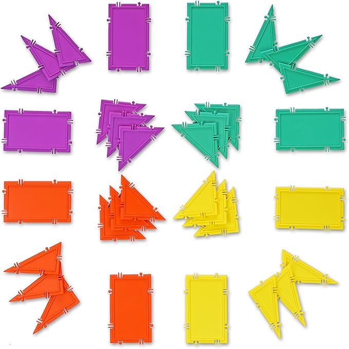3D Building Set for Learning Math, Includes Many Online Activities,32-pc, Made in USA (Triangle/Rectangle)