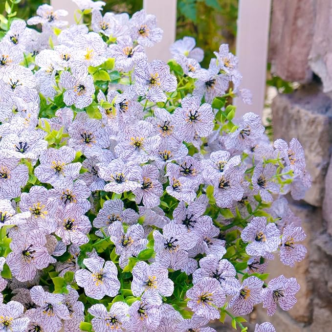 Artificial Faux Flowers Plants for Outdoors Spring Summer Decoration,12 Bundles Realistic Fake Plants Silk Daisy Flowers UV Resistant Greenery for Outside Planters Front Porch Patio Garden Home(White)