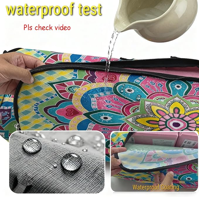 Spacious Extra Large Storage Yoga Mat Bag | Huge Capacity Mandala Gym Tote - Waterproof Wear-Resistant Carrier Strap Pilates