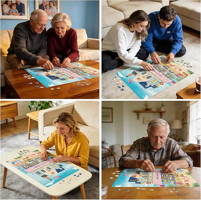 Puzzles for Adults 500 Pieces, Coastal Puzzle, Seaside Jigsaw Puzzles 500 Piece for Adults Seniors, Recycled Cardboard Puzzle for Game Night Family Friends, 20.5x15 in Home Decor