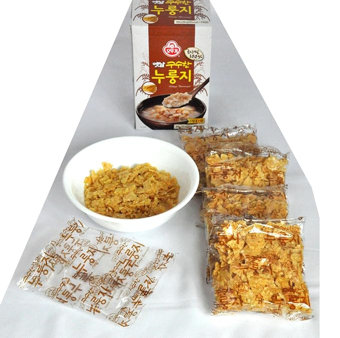Ottogi Scorched Rice Chips – Korean Nurungji Snack, 2.1oz (60g) × 5 Packs, Crispy & Savory Traditional Rice Cracker