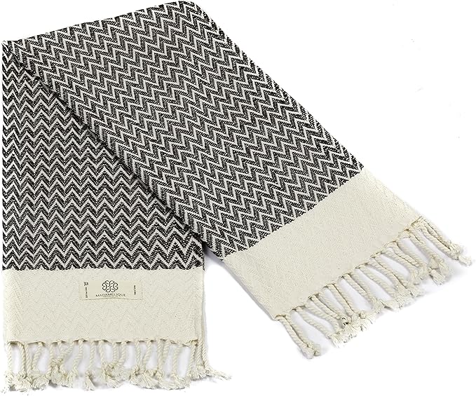 Madamelique Exclusive Hand Towels Set of 2-18 x 40 Inches - Decorative Bathroom Peshtemal Towel for Hand, Face, Hair, Yoga, Tea, Dishcloth, Kitchen and Bath - 100% Pure Cotton (Chocolate)