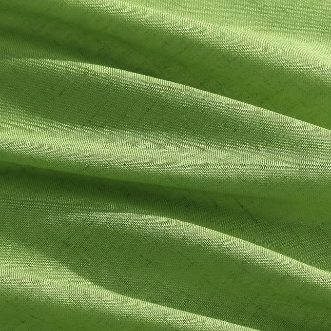 Lime Green Linen Curtains 72 Inch Long for Living Room Bedroom Lightweight Door Drapes 2 Panels Set, Semi Sheer Light Filtering Back Tab or Rod Pocket Curtain,52x72