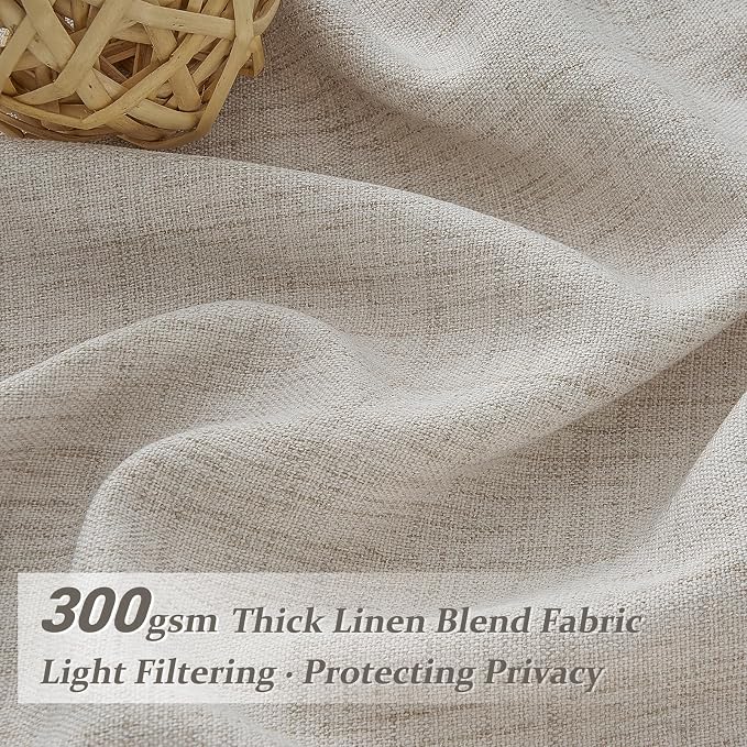 54 Inch Short Greyish Brown Curtains for Kitchen, Memory Trained Pinch Pleated Light Filtering Privacy Linen Blend Semi Sheer Mini Neutral Windows Curtain for Cafe 2 Panels Set 4-1/2 FT Length Taupe