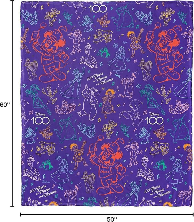 Northwest Disney 100 Silk Touch Throw Blanket, 50" x 60", Make Mine Music