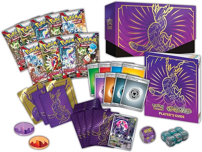 Pokémon TCG: Scarlet and Violet Elite Trainer Box - Miraidon Purple (1 Full Art Promo Card, 9 Boosters and Premium Accessories)
