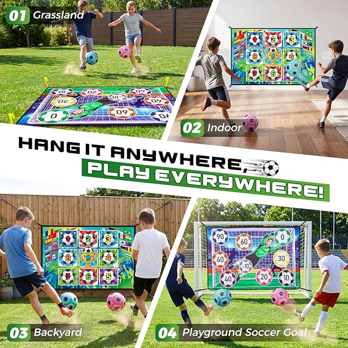 Trampoline Accessories Kit with Dart Board, Soccer Board, Basketball and Lights