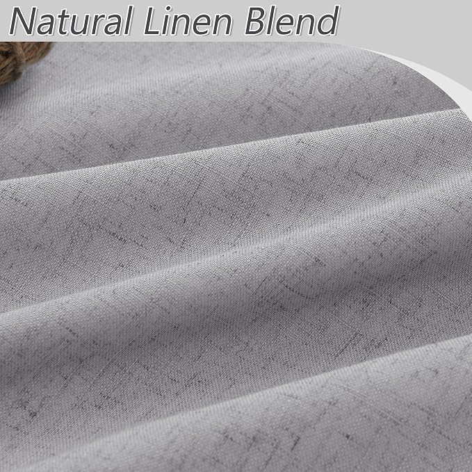 Guken Grey 100% Blackout Curtains 102 Inch Length 2 Panels Set for Living Room Bedroom Back Tab Thermal Insulated Black Out Linen Drapes Room Darkening Window Curtains 102 Inches Long