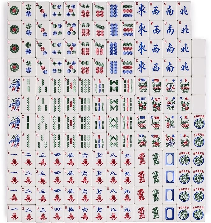 Yellow Mountain Imports American Mahjong Set, Koi Fish with Wooden Case - Four Wooden Racks, Acrylic Pushers, Wright Patterson Scoring Coins, Dice, & Wind Indicator