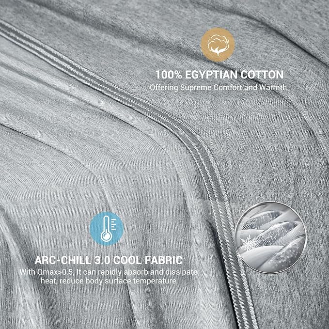 Elegear Arc-Chill 3.0 Cooling Blankets for Hot Sleepers, King Size, Grey | Q-Max>0.5 Cooling Fabric, Absorbs Heat to Keep Body Cool, Breathable Summer Blankets for Night Sweats & Menopause, 108"x90"