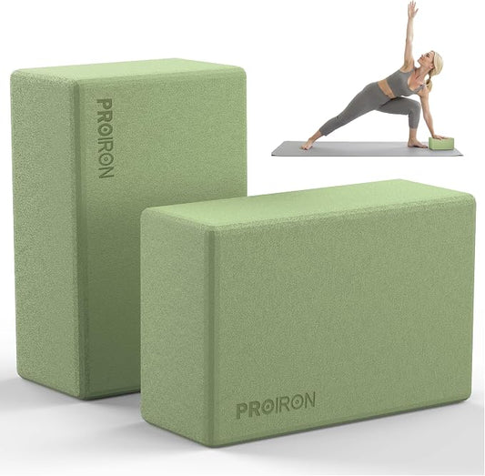 PROIRON Yoga Blocks, 2 Pack Supportive High Density Premium Eva Foam, Soft Non-Slip Surface with Curved Edges Stretch Blocks For Yoga, Pilates, Stretching