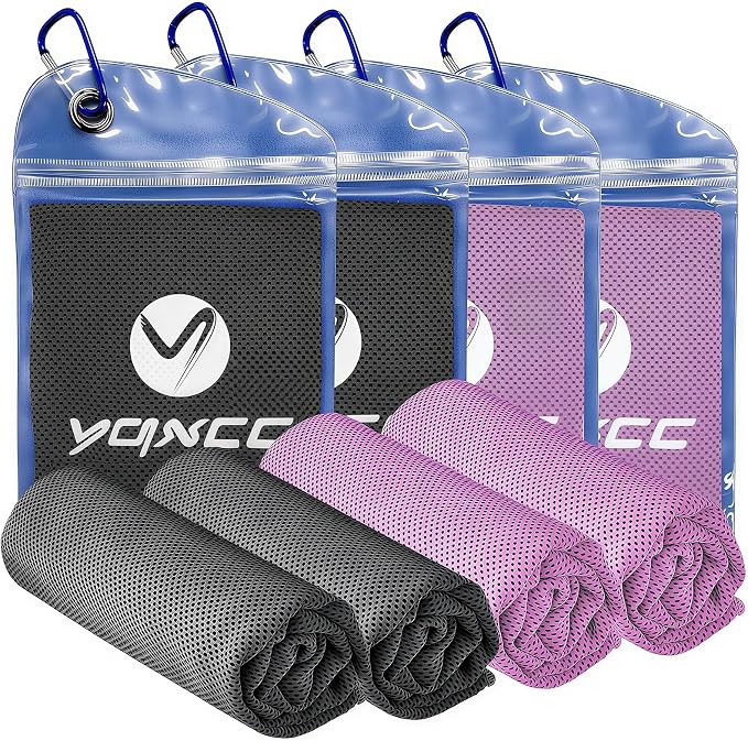 YQXCC 4 Pack Cooling Towels (40"x12"), Ice Cool Neck Towel, Soft Breathable Microfiber for Gym, Yoga, Golf, Running, Camping & All Hot Weather Activities